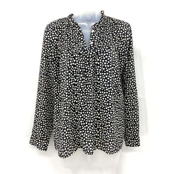 J. Crew Tops - J. Crew Mercantile Black Off-White Heart Blouse 8
